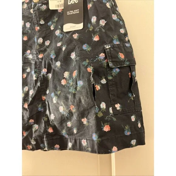 Lee Women's Skort Skirt Mid Rise Regular Fit Cargo Pockets Size 10 M Floral - Picture 11 of 16